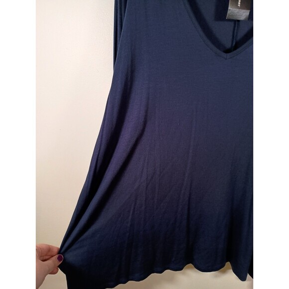 NWT Ashley Stewart Peacoat Navy Blue Long Bell Ruffle Sleeve Top Plus Size 22/24 - Picture 4 of 6